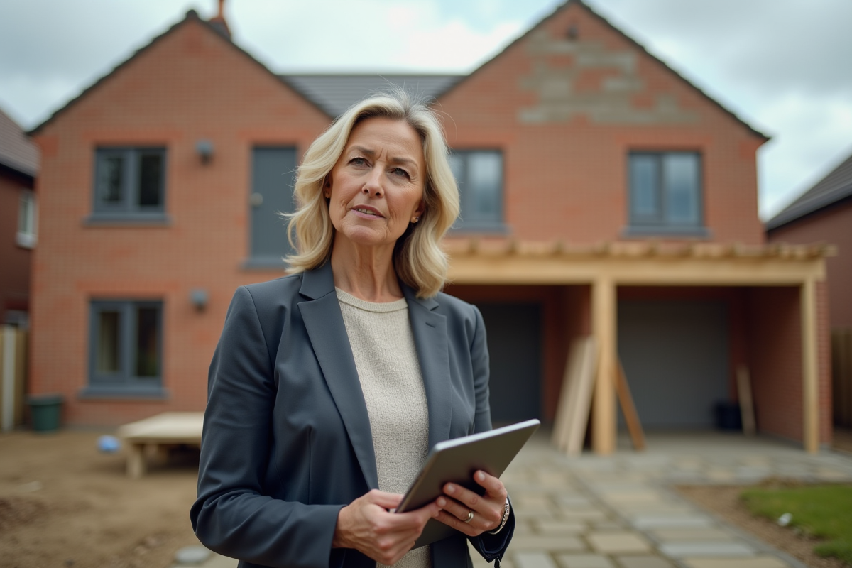 Architecte dans un chantier résidentiel en cours de construction