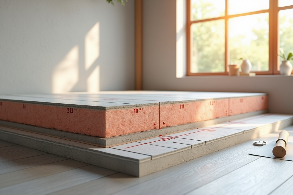 Coupe d un sol moderne avec isolation et outils naturels