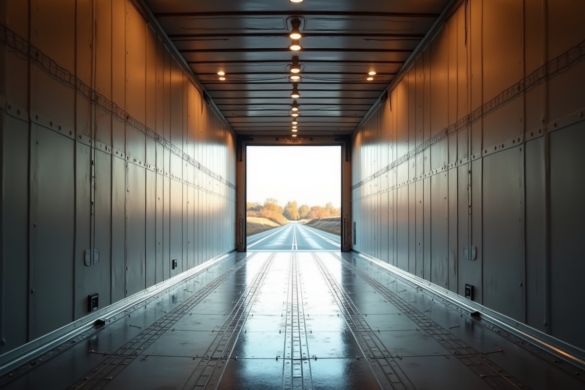 Intérieur spacieux d un camion de déménagement vide