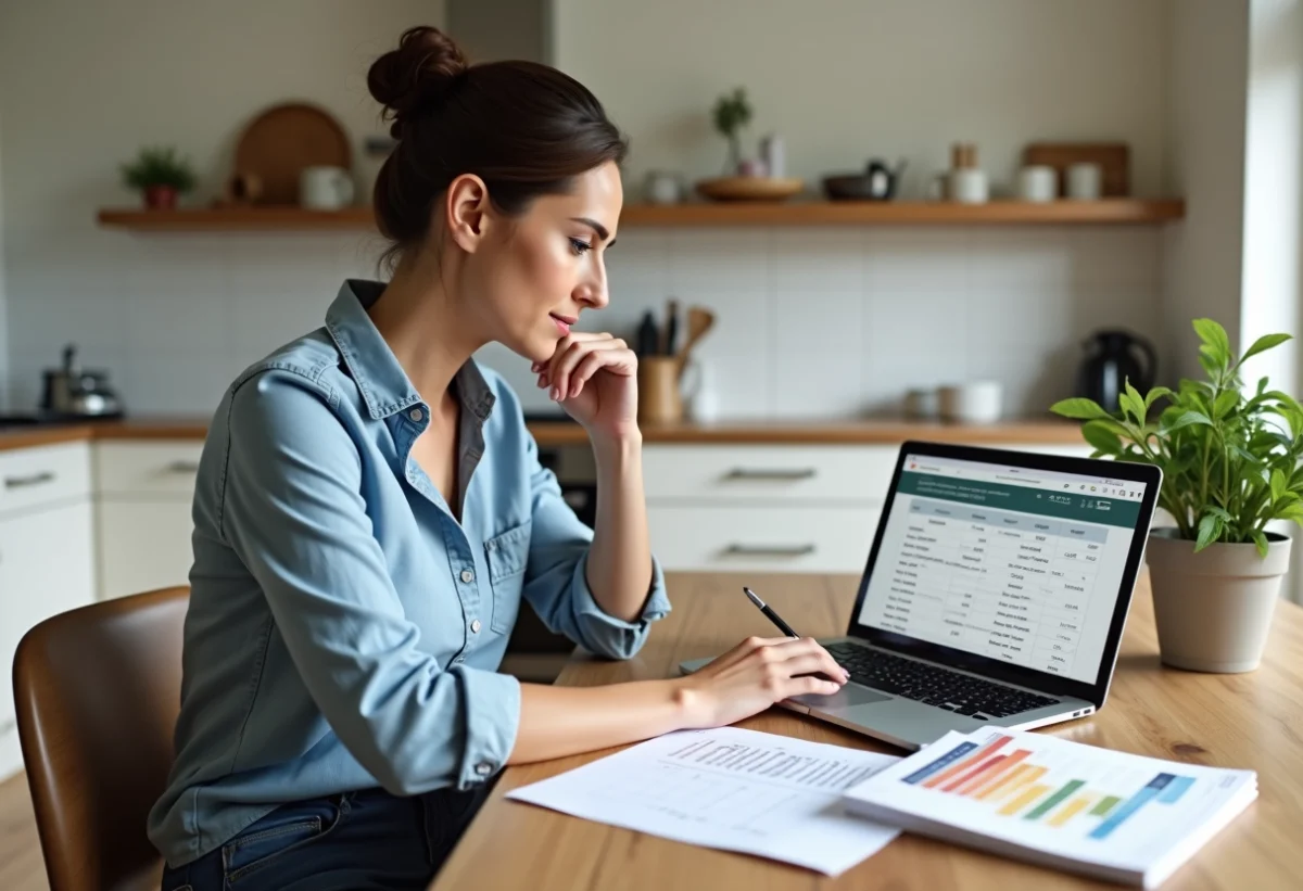 Femme planifiant son budget de renovation maison