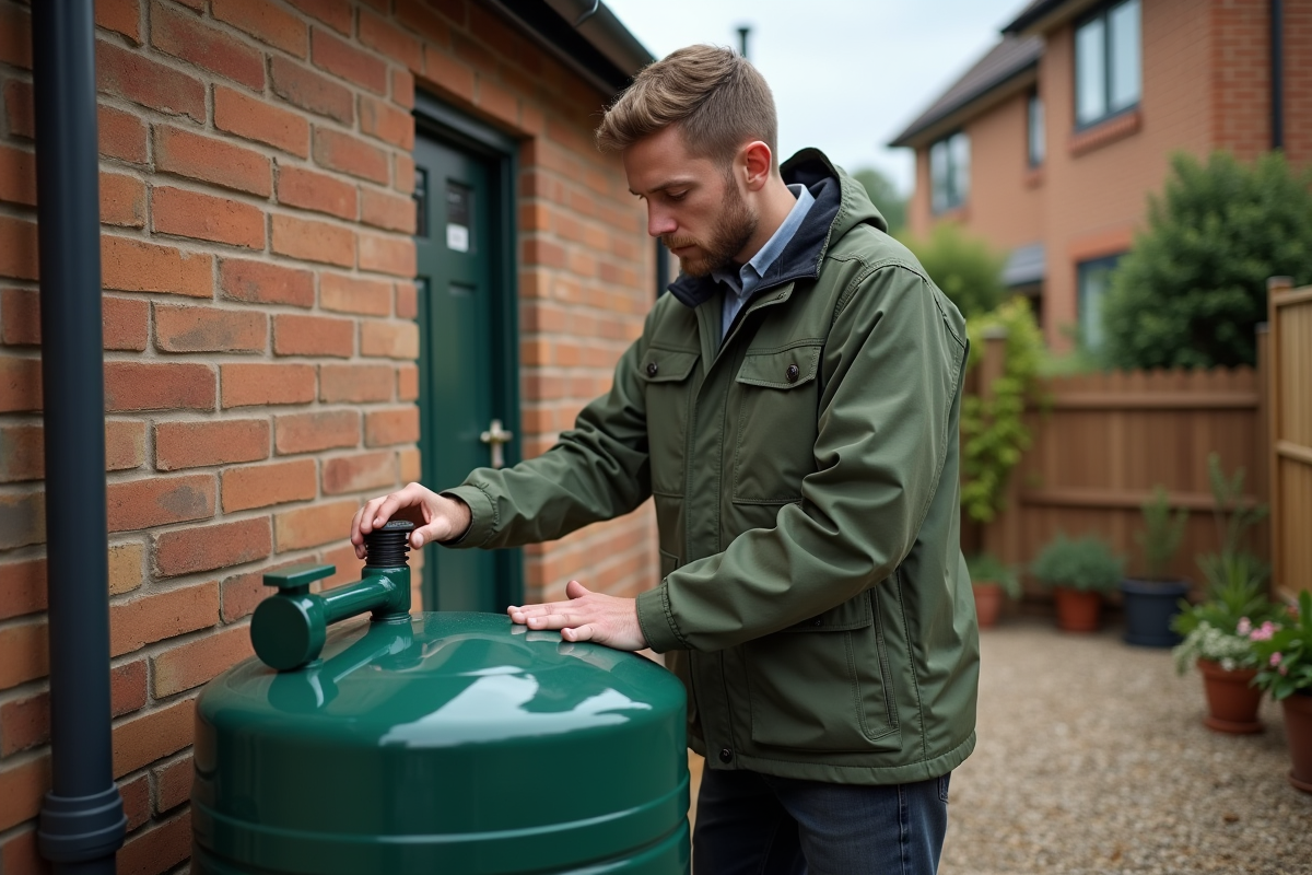 Jeune homme vérifiant une cuve d