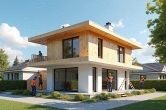 Maison moderne isolée par l'extérieur avec des panneaux