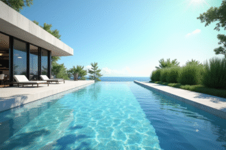 Piscine extérieure moderne avec design luxueux et eau brillante